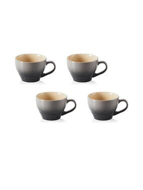 LE CREUSET Set of 4 Grand Cappuccino Mugs - Coffee Cups - 400 mL Flint Grey NWT